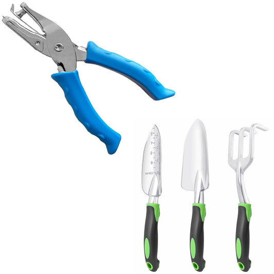 Single Hole Punch 1/4" Paper Hole Puncher for Crafts, One Hole Punch with Blue Soft Grip Handle+Aluminum V1258-DP02-C-987