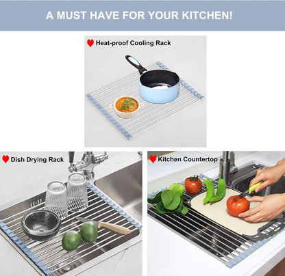 Over The Sink Dish Drying Rack, Foldable Dish Drainer, Gray +Aluminum Alloy Lawn and Garden Hand Tools for V1258-DP02-C-988