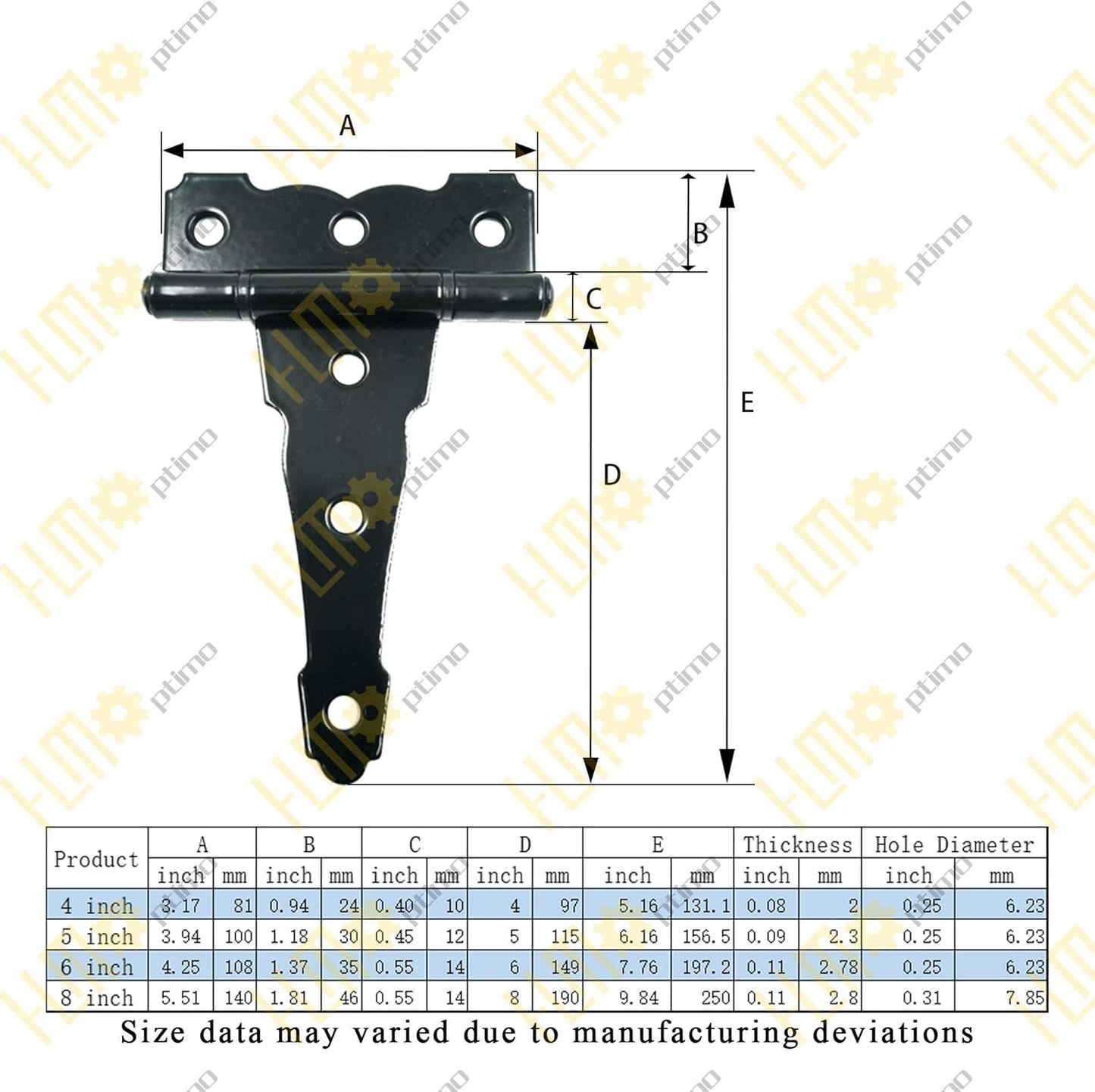 4 inch Strap Hinges - Heavy Duty, Rustproof, Classic Antique Shed Door Hinges (6, 4 inch) V1258-DP02-C-99