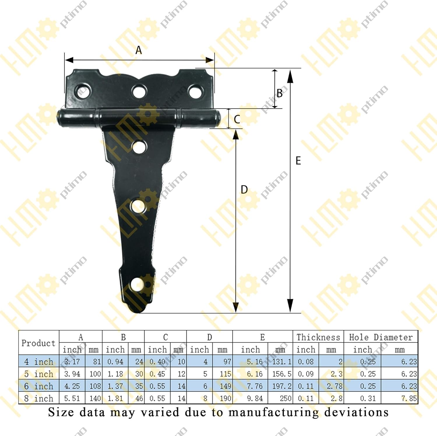 4 inch Strap Hinges - Heavy Duty, Rustproof, Classic Antique Shed Door Hinges (6, 4 inch) V1258-DP02-C-99