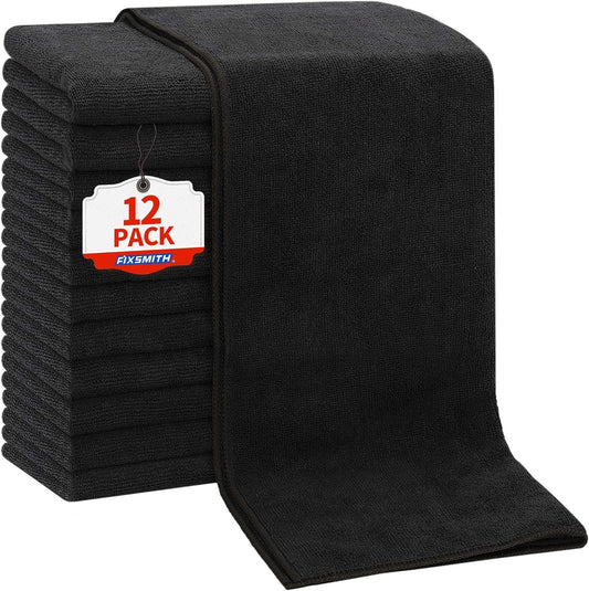 Salon Towels 12 Pack, Black Hand Towels for Bathroom, Quick Dry Gym Towels, Spa Face Towel, Absorbent V1258-DP02-C-990