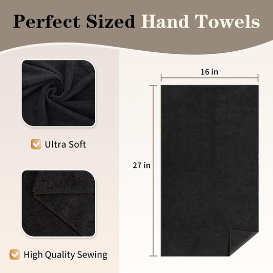 Salon Towels 12 Pack, Black Hand Towels for Bathroom, Quick Dry Gym Towels, Spa Face Towel, Absorbent V1258-DP02-C-990