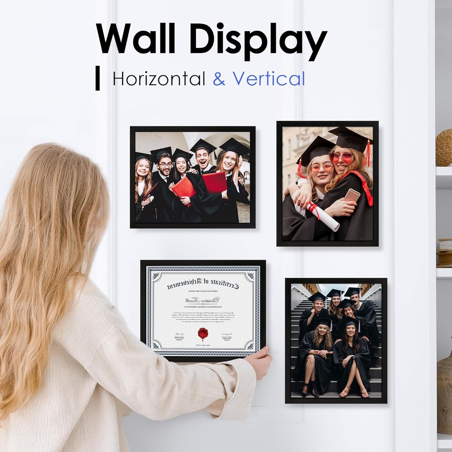 White 8x10 Picture Frame&8.5x11 Diploma Frame, Black Picture Frame With Clear Plexiglass, 2 Pack Certificate V1258-DP02-C-992
