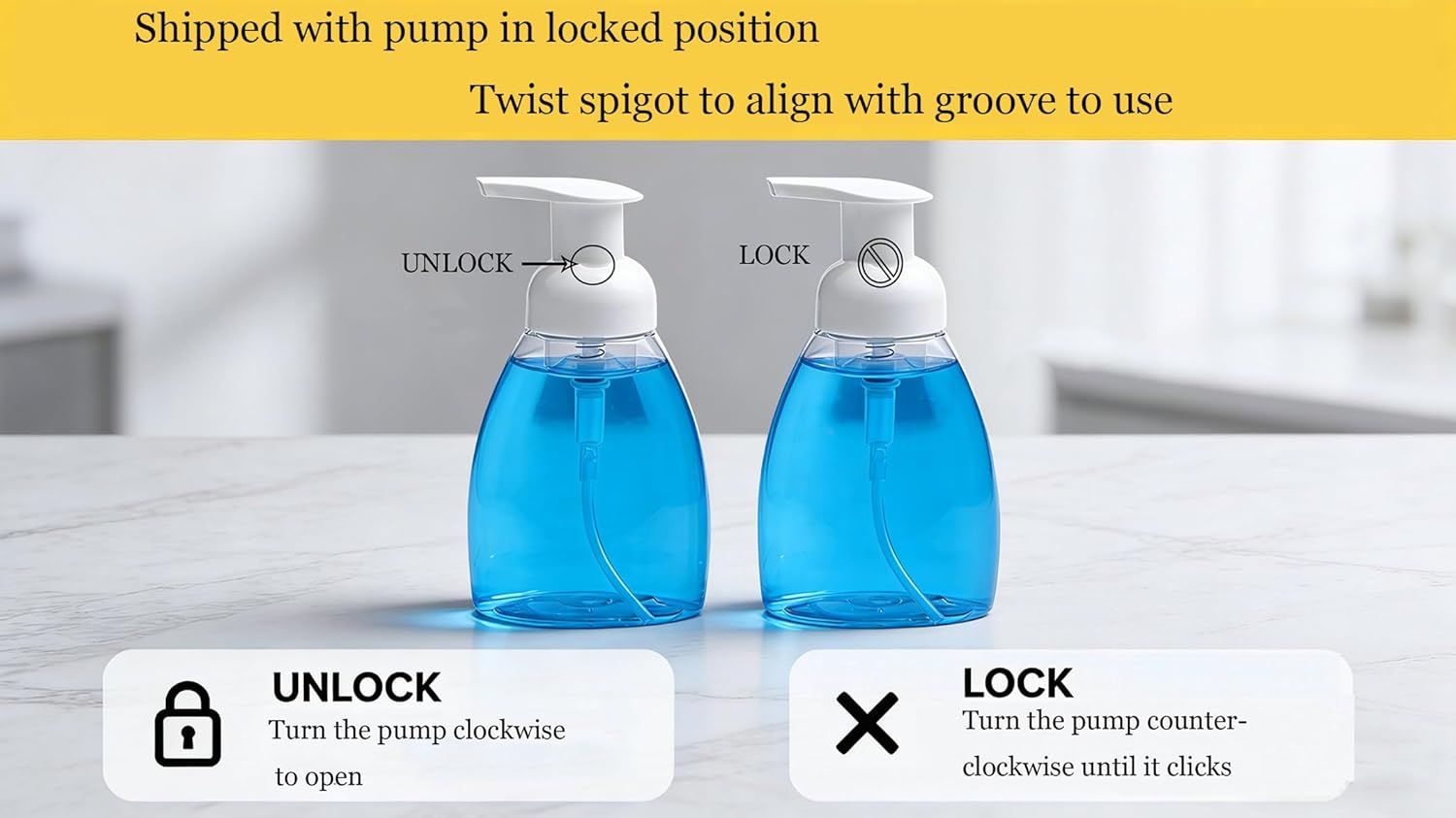 2-Pack Foaming Soap Dispenser Pump Bottles,Foam Hand Soap Dispenser with Refillable Plastic Container for V1258-DP02-D-1