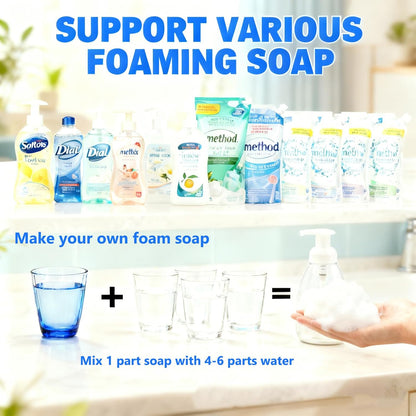 2-Pack Foaming Soap Dispenser Pump Bottles,Foam Hand Soap Dispenser with Refillable Plastic Container for V1258-DP02-D-1