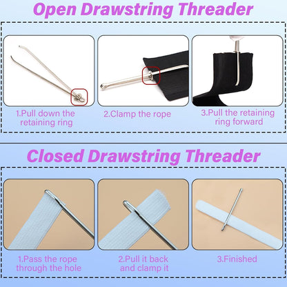 4 Pcs Bodkin Drawstring Threaders,Metal Drawstring Threader Tweezers Easy Quick Insert Drawstring DIY Rope V1258-DP02-D-100