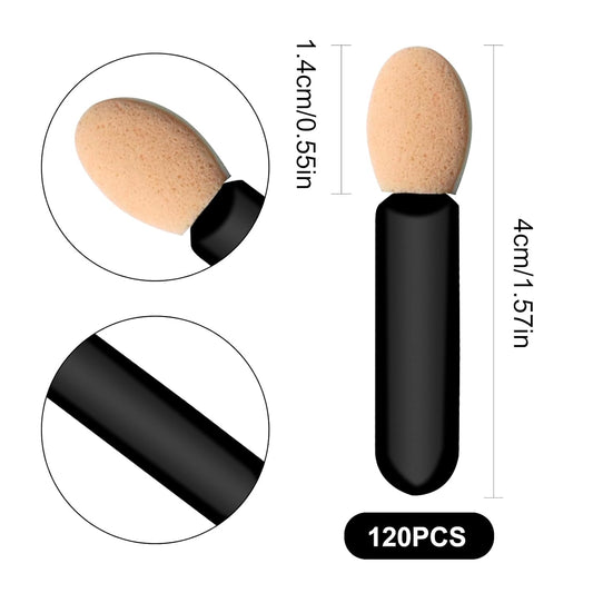 Eyeshadow Applicators Sponge Tip,120 Pcs Small Disposable Eye Shadow Applicators Sticks Double Sided 1.57Inch V1258-DP02-D-101