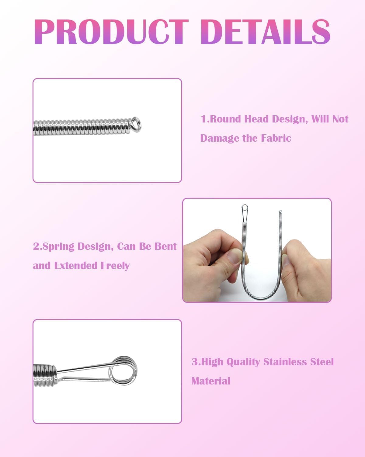 Spring Drawstring Threader,4Pcs Flexible and Elastic Drawstring Threader Tool DIY Rope Threader Clip Hoodie V1258-DP02-D-102