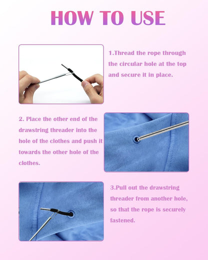 Spring Drawstring Threader,4Pcs Flexible and Elastic Drawstring Threader Tool DIY Rope Threader Clip Hoodie V1258-DP02-D-102