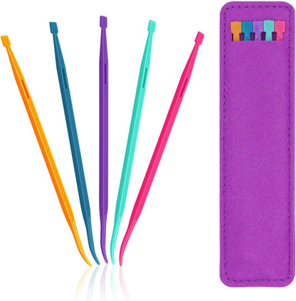 Drawstring Threader Tool,5Pcs Purple Thang Sewing Tool with Storage Bag Plastic Sewing Stiletto Tool Rope V1258-DP02-D-107
