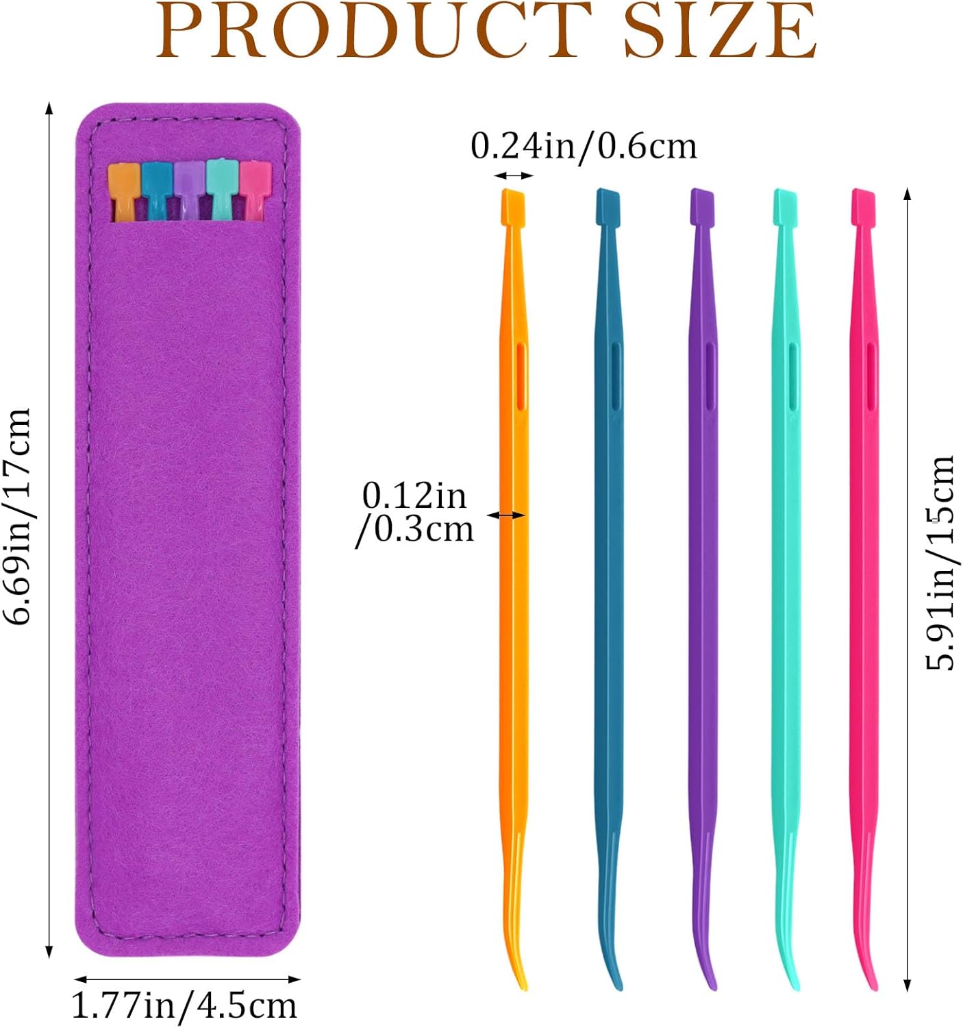 Drawstring Threader Tool,5Pcs Purple Thang Sewing Tool with Storage Bag Plastic Sewing Stiletto Tool Rope V1258-DP02-D-107