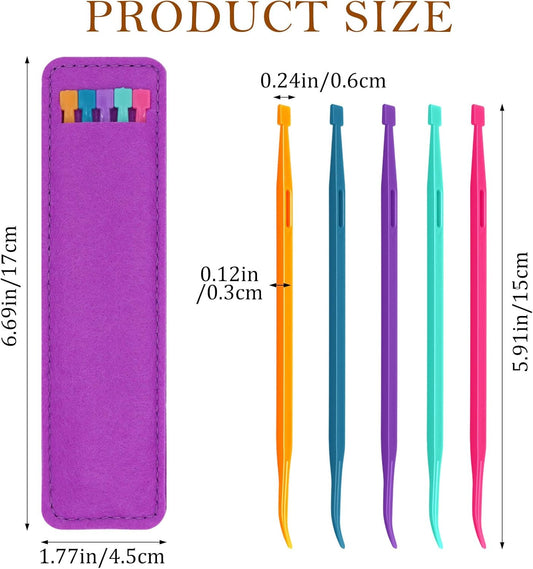 Drawstring Threader Tool,5Pcs Purple Thang Sewing Tool with Storage Bag Plastic Sewing Stiletto Tool Rope V1258-DP02-D-107