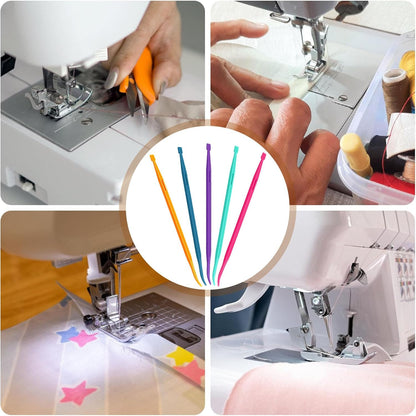 Drawstring Threader Tool,5Pcs Purple Thang Sewing Tool with Storage Bag Plastic Sewing Stiletto Tool Rope V1258-DP02-D-107