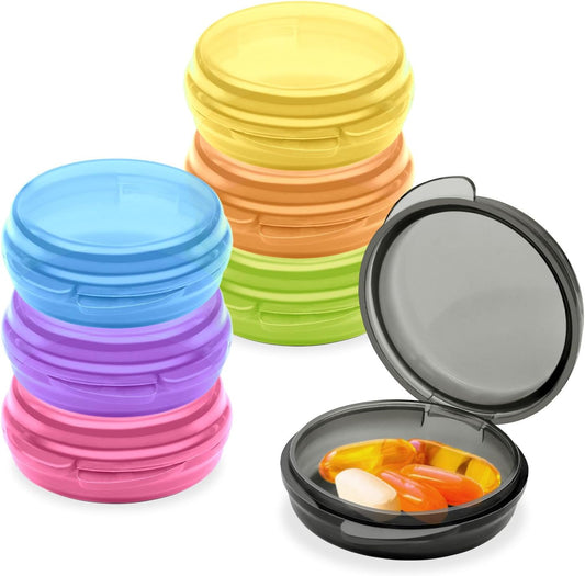 7Pcs Small Pill Box,Daily Pill Organizer Portable Travel Pill Box for Purse Pocket Mini Medicine Storage V1258-DP02-D-109