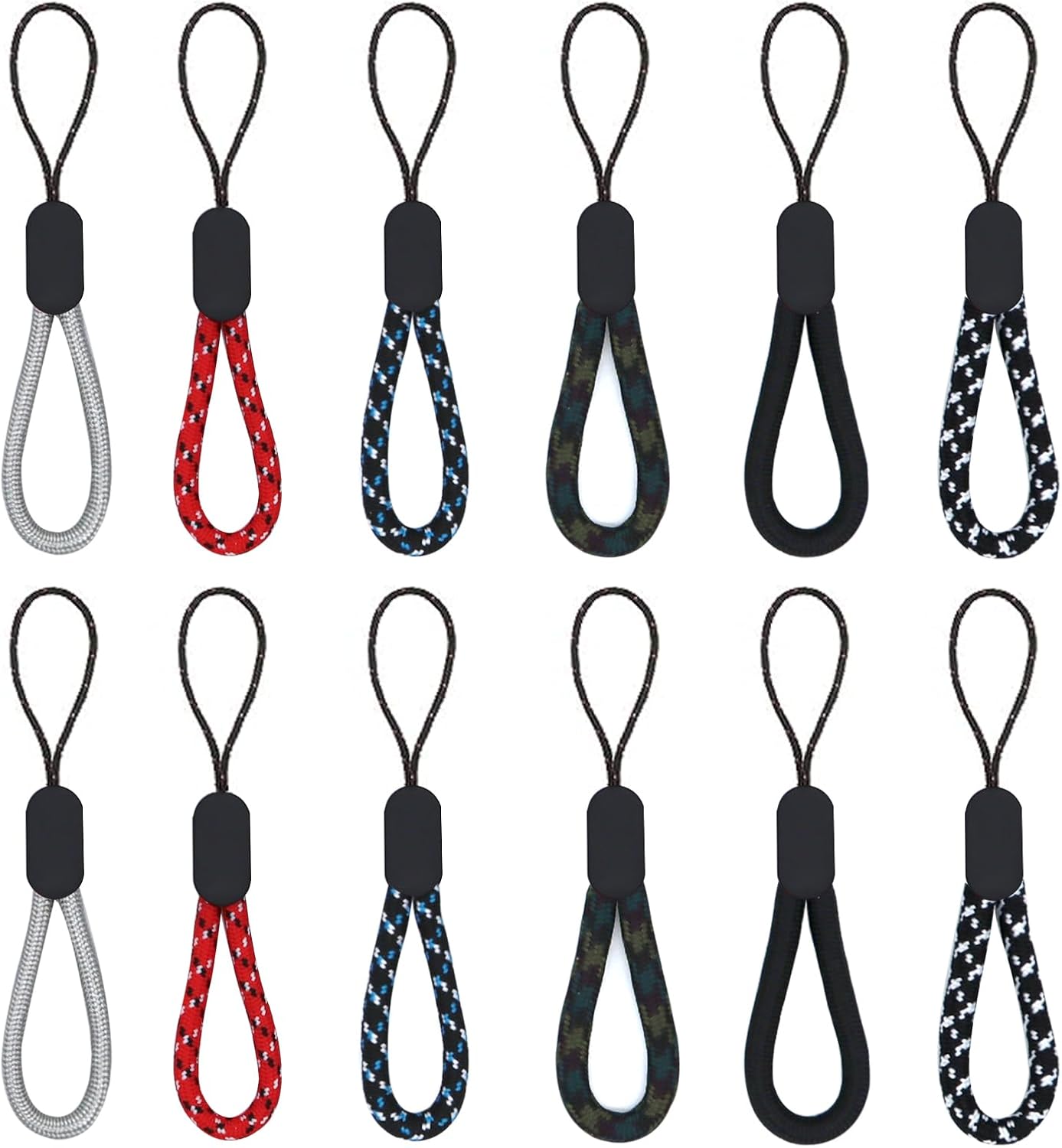 Finger Lanyard, 12 Pcs Short Wrist Lanyard 4.72in Nylon Hand Strap Keychain (6 Colors) V1258-DP02-D-118
