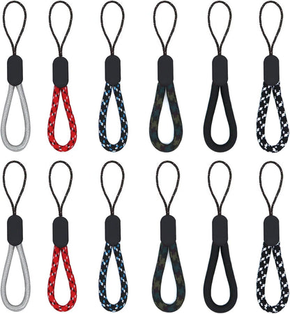 Finger Lanyard, 12 Pcs Short Wrist Lanyard 4.72in Nylon Hand Strap Keychain (6 Colors) V1258-DP02-D-118