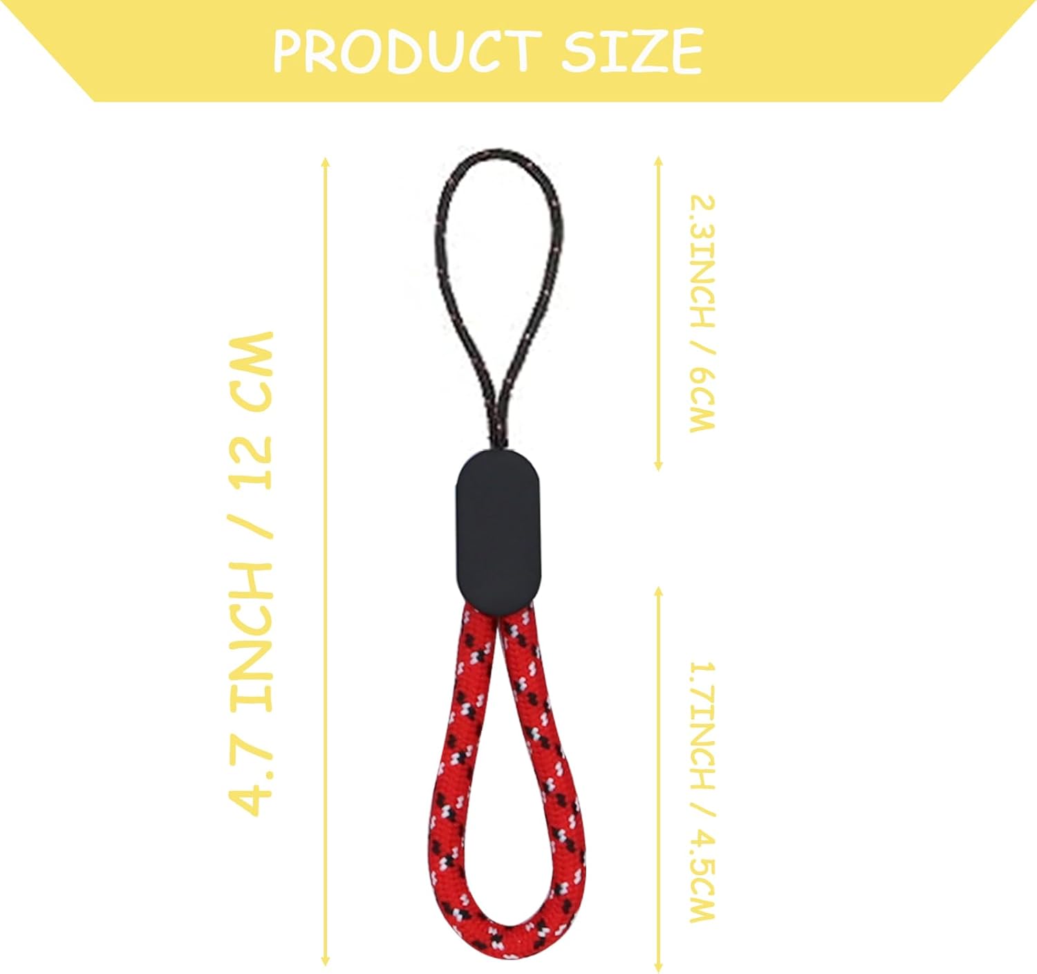 Finger Lanyard, 12 Pcs Short Wrist Lanyard 4.72in Nylon Hand Strap Keychain (6 Colors) V1258-DP02-D-118