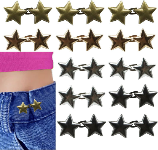 Pentagram Pant Waist Tightener,12 Set Jeans Clips to Tighten Waist Adjustable Buttons for Loose Jeans Pants V1258-DP02-D-120