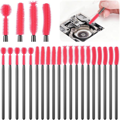 20Pcs Sewing Machine Cleaning Brushes,4 Different Type Reusable Silicone Long Handle Dense Bristles Cleaning V1258-DP02-D-125