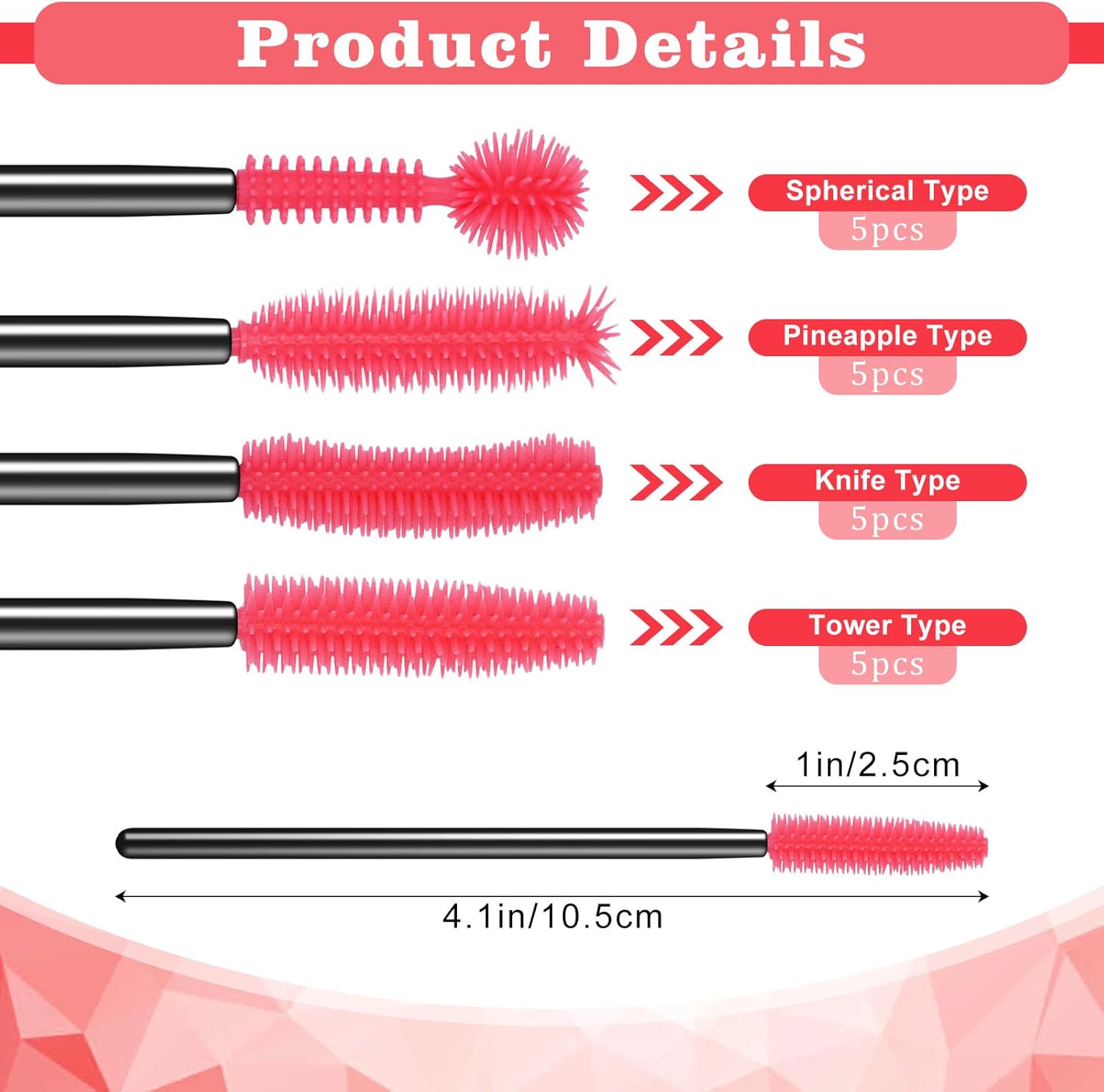 20Pcs Sewing Machine Cleaning Brushes,4 Different Type Reusable Silicone Long Handle Dense Bristles Cleaning V1258-DP02-D-125