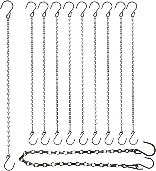 Chain for Hanging Plants, Adjustable Hanging Chain with Hooks, 21 Inch, Black - 10 Pack Heavy Duty for V1258-DP02-D-132