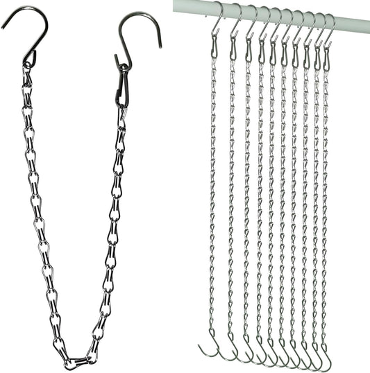 10 Pack SIL Storagehook Silver Hanging Chains with Hooks, Grow Lights Chain adjusable fit bird feeders for V1258-DP02-D-133