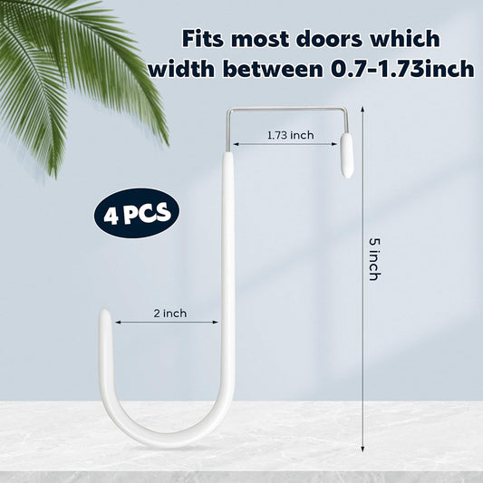HOOSUN 4 Pack Over The Door Hooks,5 in Hooks for Hanging Heavy Duty Door Hanger,Towel Hanger Hook V1258-DP02-D-138