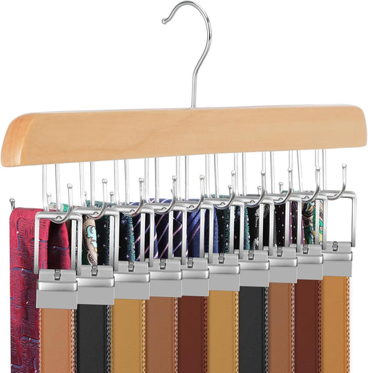 TOPIA HANGER 20 Hooks Belt Tie Hanger Space Saving for Closet, 2 IN 1 Belt Ties Racks Max 30 Belts with 30 V1258-DP02-D-142