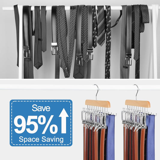 TOPIA HANGER 20 Hooks Belt Tie Hanger Space Saving for Closet, 2 IN 1 Belt Ties Racks Max 30 Belts with 30 V1258-DP02-D-142