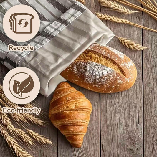 Premium Bread Bags for Homemade Loaves, XL Reusable Linen with Plastic Lining, Equipped with Convenient V1258-DP02-D-144