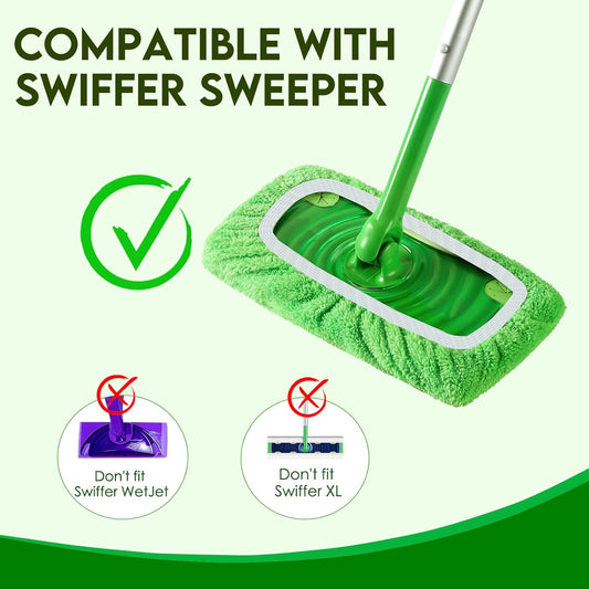 Reusable Microfiber Mop Pads for Swiffer Sweeper Mop - Dry Sweeping Cloths & Wet Mopping Cloths for Household V1258-DP02-D-146