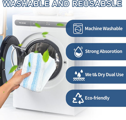 H2prO Mop Pads Replacements Compatible with Flat Mop System, Replace Mop Heads for Mop, Machine Washable V1258-DP02-D-147