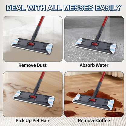 H2prO Mop Pads Replacements Compatible with Flat Mop System, Replace Mop Heads for Mop, Machine Washable V1258-DP02-D-147