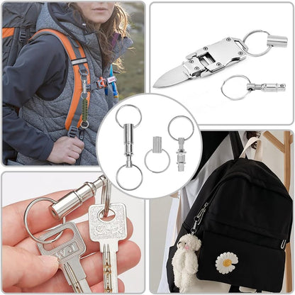 CooBigo 3 Pack Quick Release Detachable Keychain Dual Pull Apart Key Chain Spring Split Snap Separate Double V1258-DP02-D-15