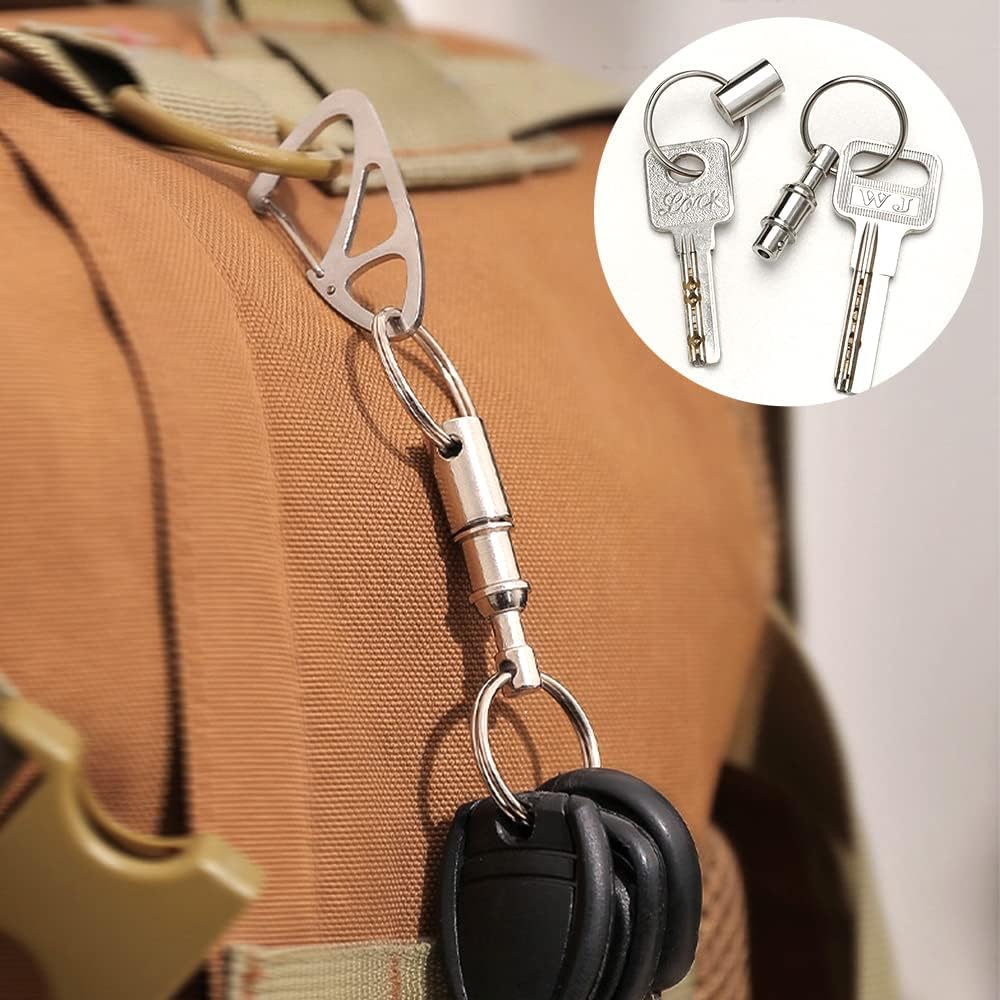 CooBigo 3 Pack Quick Release Detachable Keychain Dual Pull Apart Key Chain Spring Split Snap Separate Double V1258-DP02-D-15