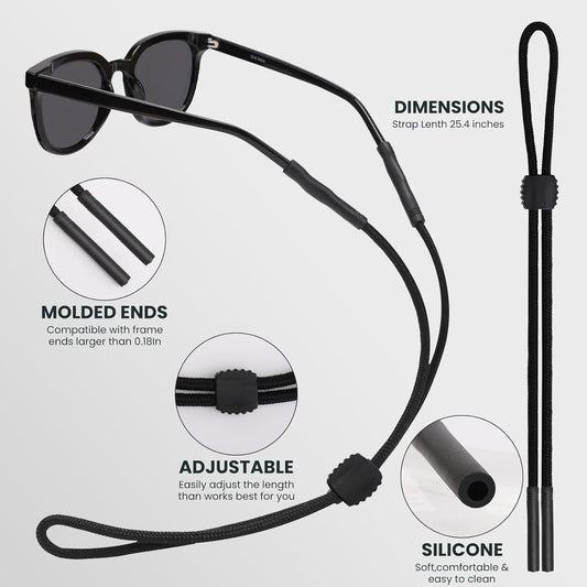 3 Pcs Glasses Strap-Adjustable Eyeglass Holders for Men, Women, and Kids - Neck Eyewear Retainer, Sports V1258-DP02-D-152