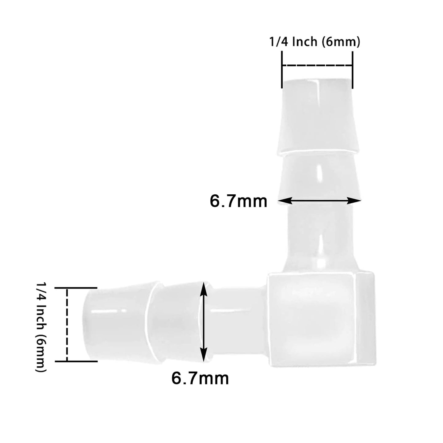 Plastic 1/4" Hose ID 90 Degree Elbow Barb Fitting, 6 Pcs Equal Barbed Joint Splicer Mender Adapter Union V1258-DP02-D-165