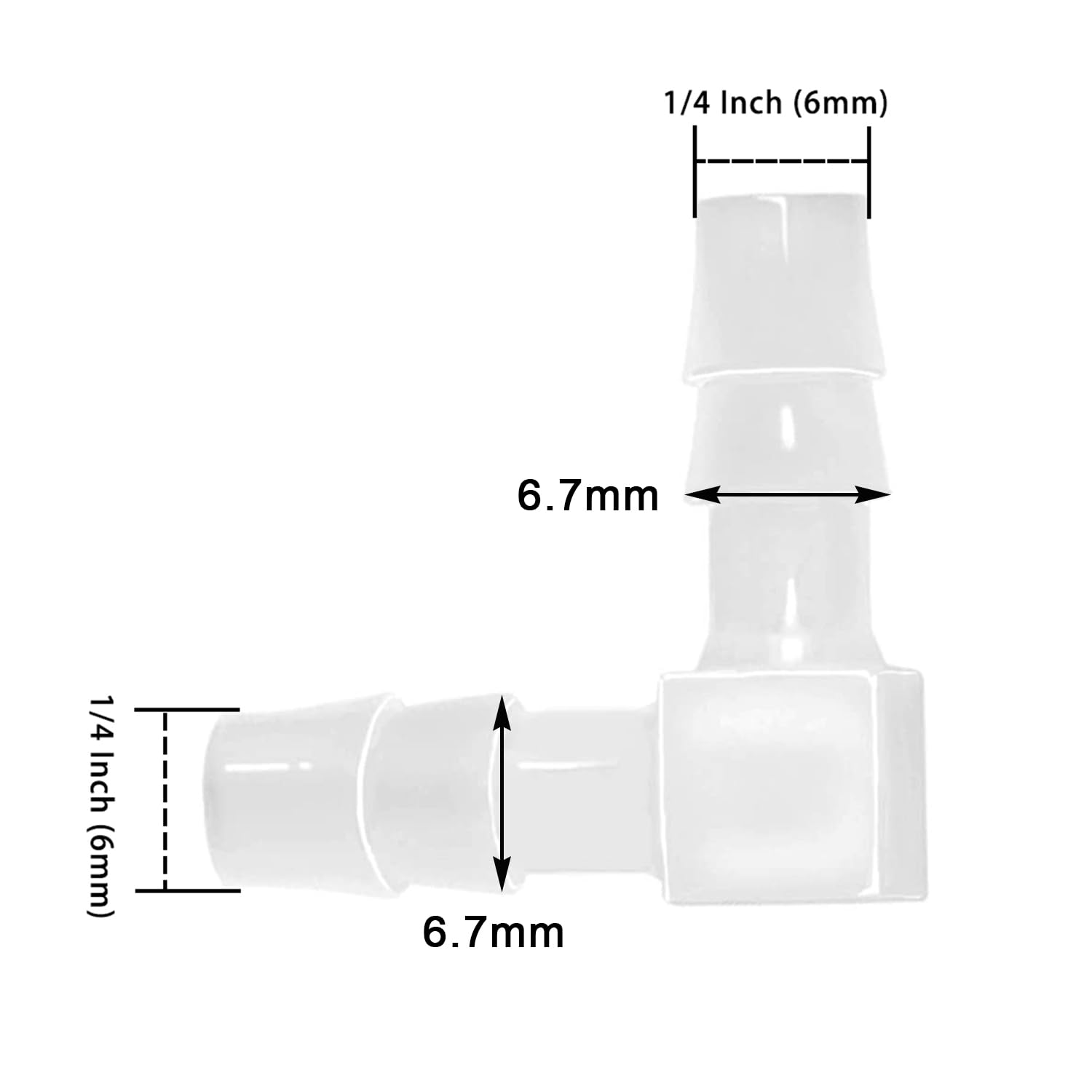 Plastic 1/4" Hose ID 90 Degree Elbow Barb Fitting, 6 Pcs Equal Barbed Joint Splicer Mender Adapter Union V1258-DP02-D-165