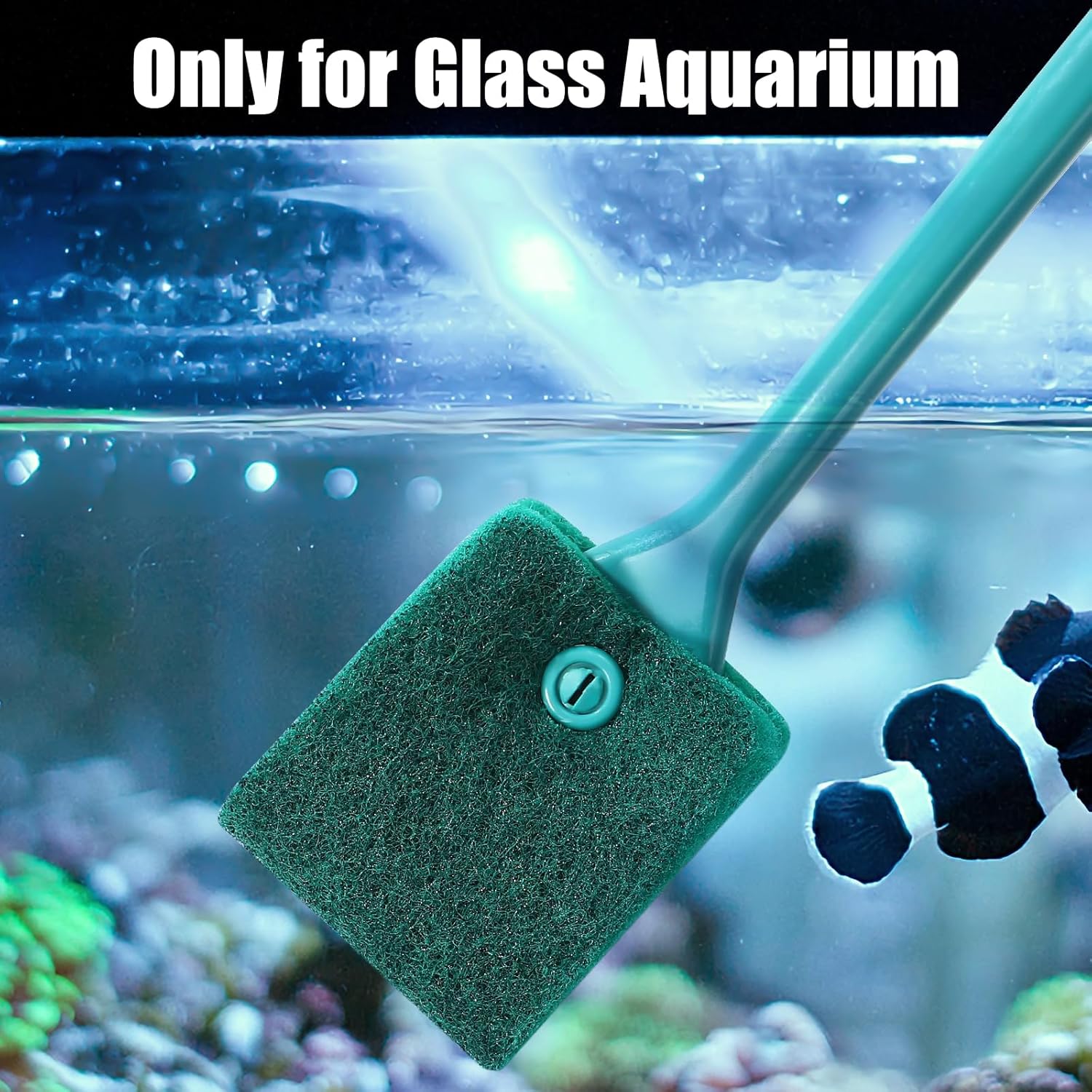 Fish Tank Cleaning Tools, Aquarium Double Sided Sponge Brh, Algae Scraper Cleaner with Long Handle V1258-DP02-D-168