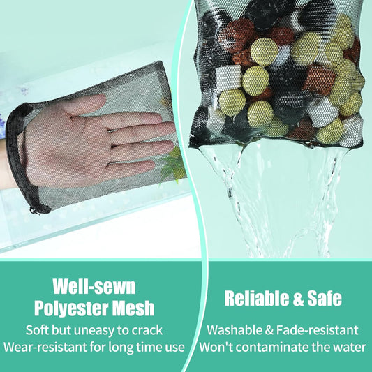 10pcs Aquarium Filter Media Bags, Fish Tank Coarse Mesh Bags with Plastic Zipper for Activated Carbon(5.5" x V1258-DP02-D-170
