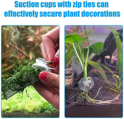 20 Pack Suction Cups with 40 Zip Ties for Aquarium Fish Tank Decoration Moss Shrimp Nest V1258-DP02-D-174