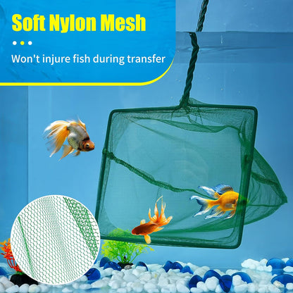 8 Inch Aquarium Fish Net, Wastes Skimming Cleaning Tool with Firm Handle for Fish Tanks Small Ponds V1258-DP02-D-175