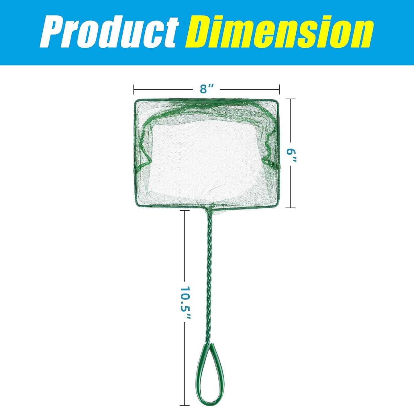 8 Inch Aquarium Fish Net, Wastes Skimming Cleaning Tool with Firm Handle for Fish Tanks Small Ponds V1258-DP02-D-175