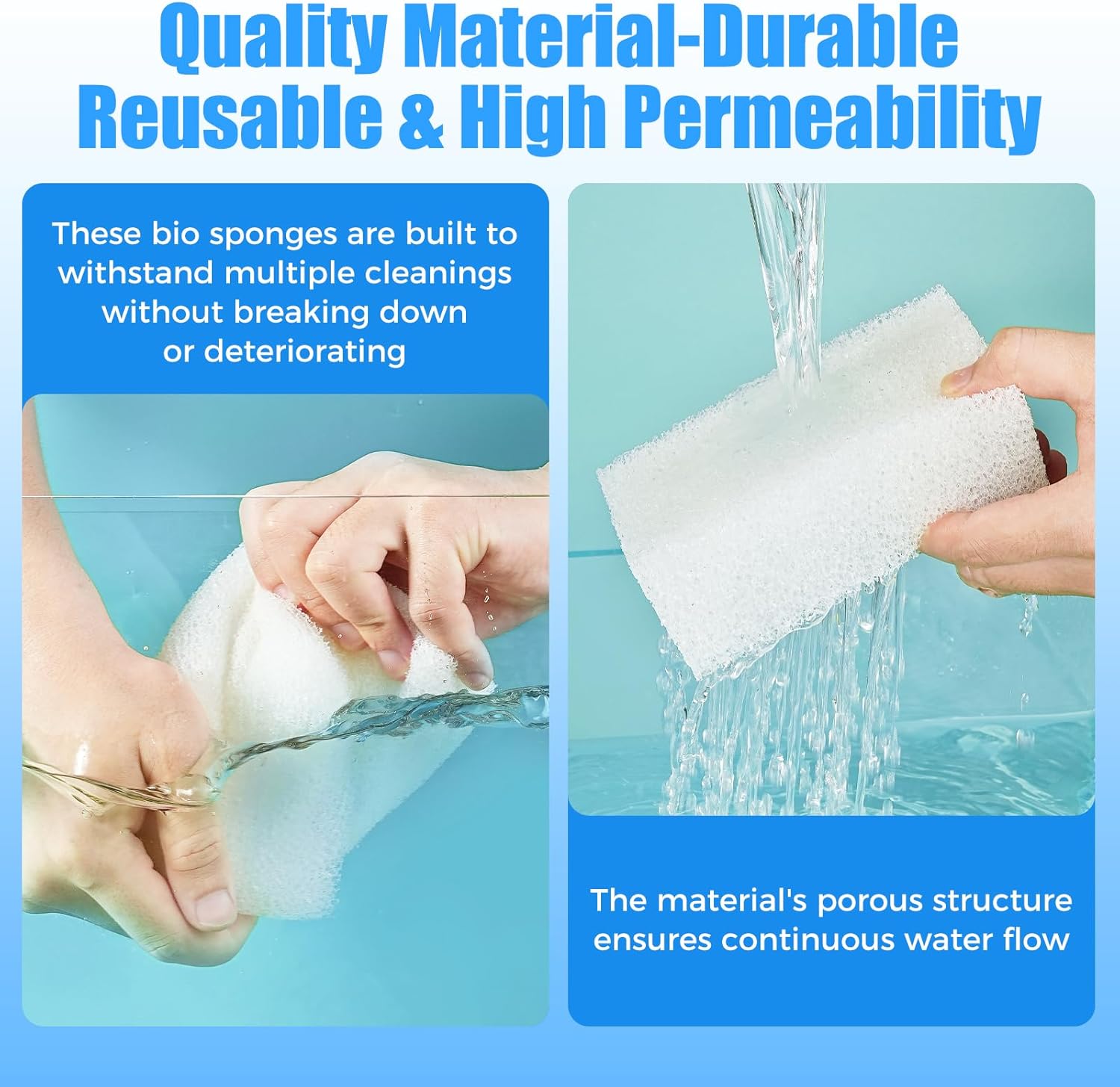 6-Pack Replacement Filter Sponge Pads, Aquarium Foam Insert Compatible with AquaClear 50, Fish Tank Filter V1258-DP02-D-177