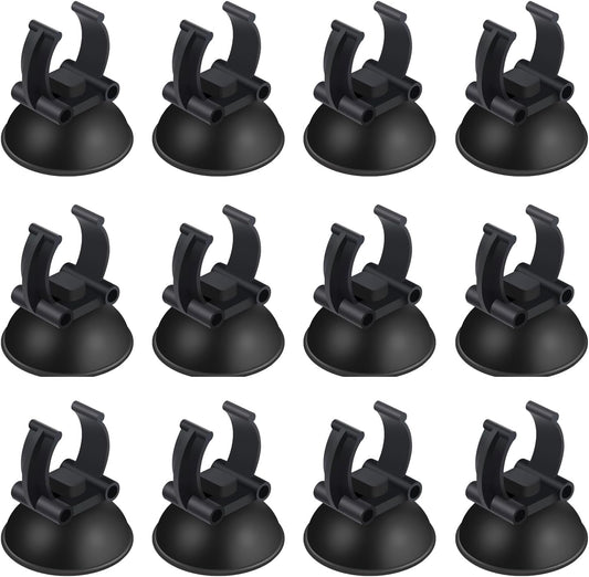 12 Pack Aquarium Suction Cups with Clip Black,for 1" Standard Aquarium Heater, Tubing Hose, Plant Fish Tank V1258-DP02-D-180
