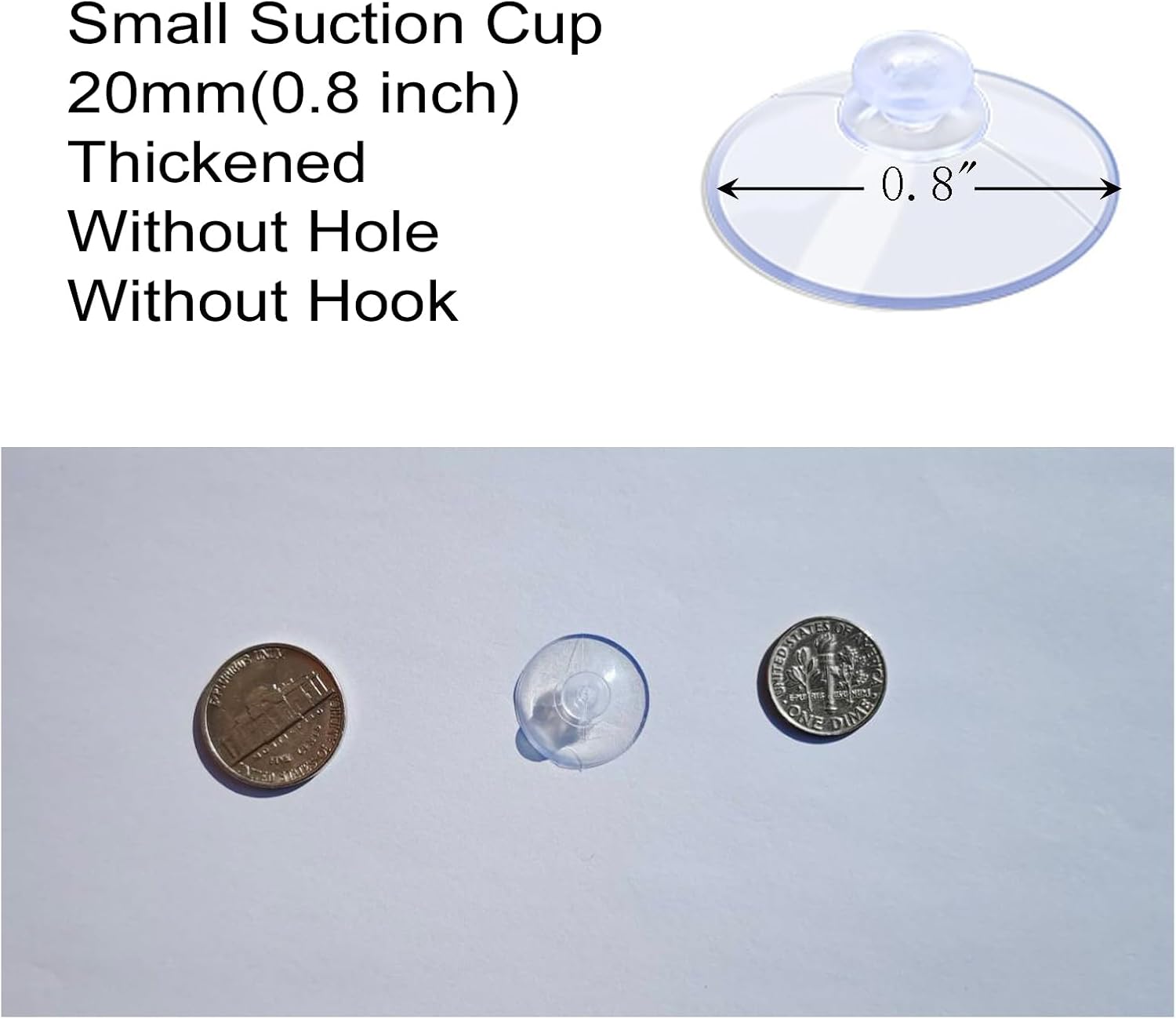 20 Packs Suction Cups 0.8 Inch Clear Sucker Pads Without Hook for Glass Home Organization Decoration V1258-DP02-D-183