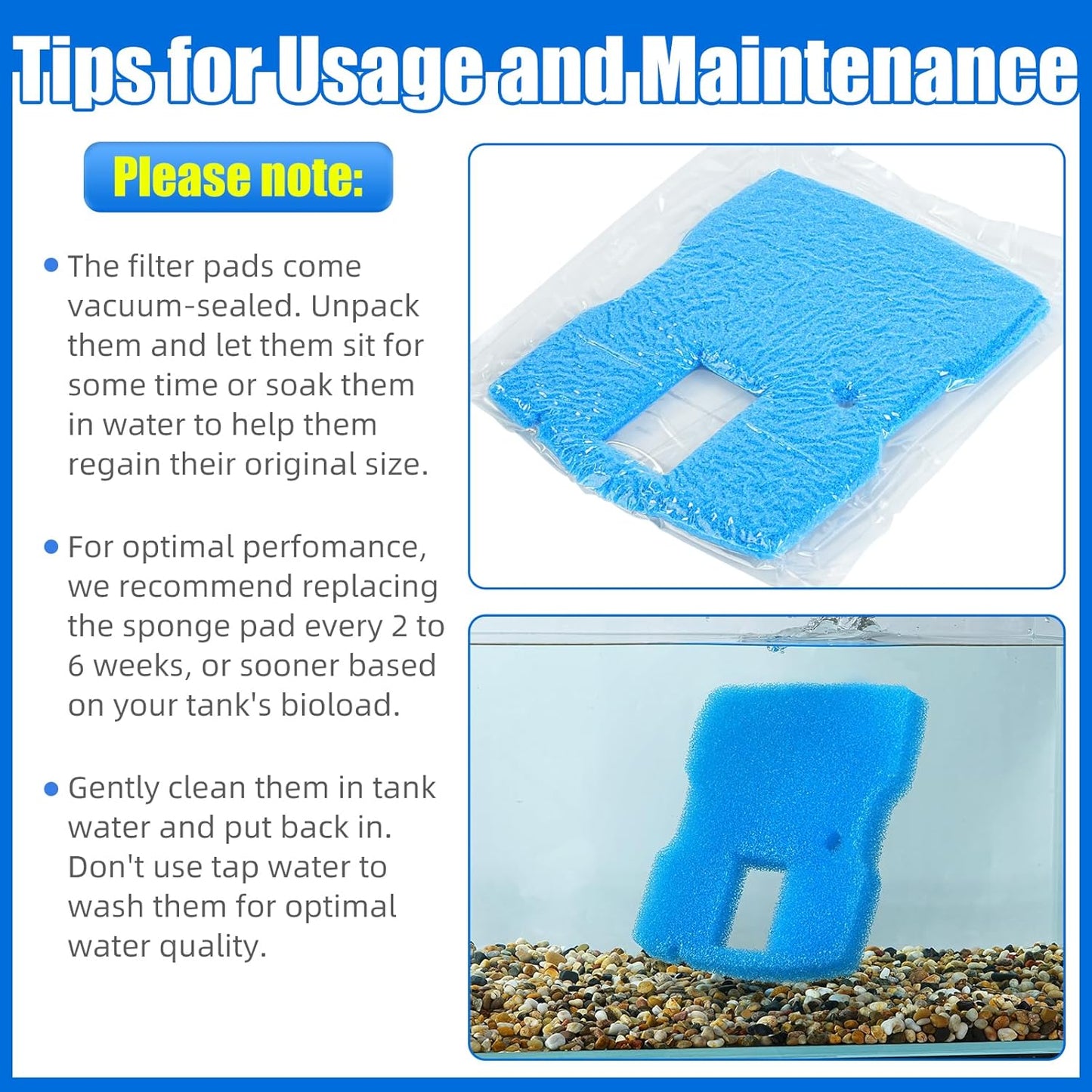 Replacement Sponge Filter Pad Compatible with VIVOHOME 530/660 GPH or CUF-6000 Pond Filter Pump Fountain V1258-DP02-D-188