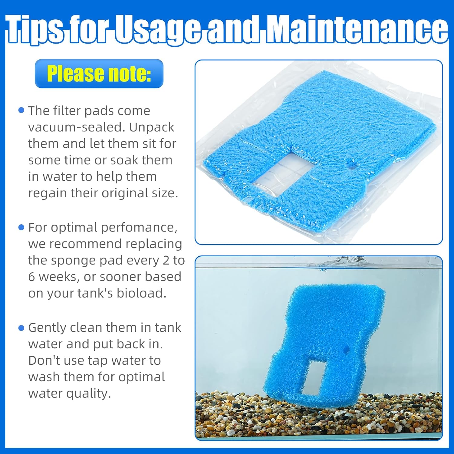 Replacement Sponge Filter Pad Compatible with VIVOHOME 530/660 GPH or CUF-6000 Pond Filter Pump Fountain V1258-DP02-D-188