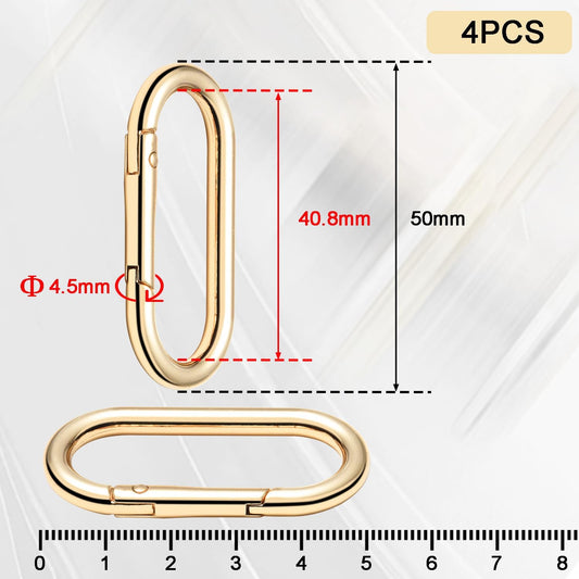 4pcs 2" Oval Spring Keyrings, Large Keychain Carabiner Clips, Spring O Rings Buckles for Purse Clip, Bag V1258-DP02-D-2