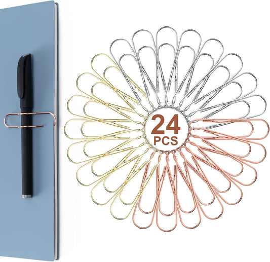 24 Pack Pen Holder for Notebook, Multi-Purpose Metal Paper Clip Pencil Holder, Easy to e for V1258-DP02-D-201